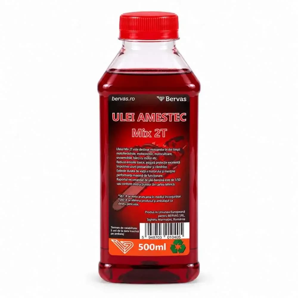 Ulei pentru amestec 2T Roșu – motoare în 2 timpi, 500 ml 1