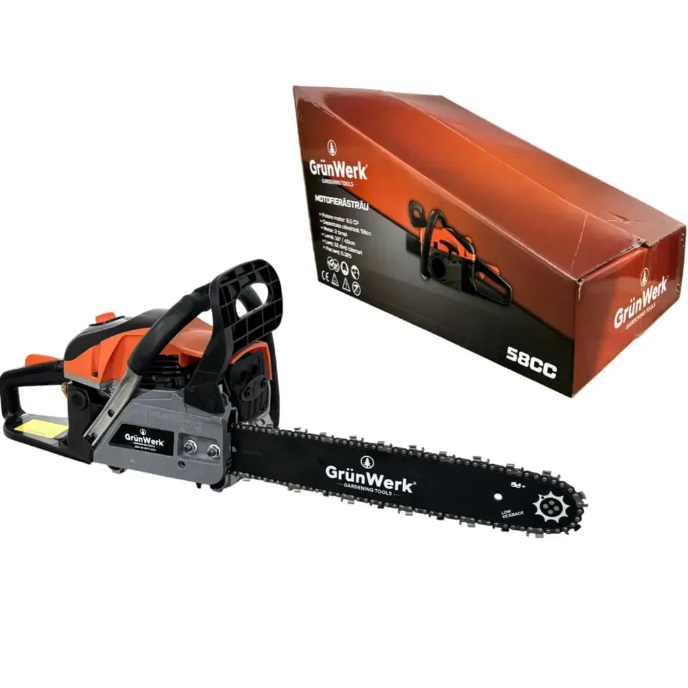 Бензопила GrunWerk 58 см³, 8,5 л. с., шина 40 см 1