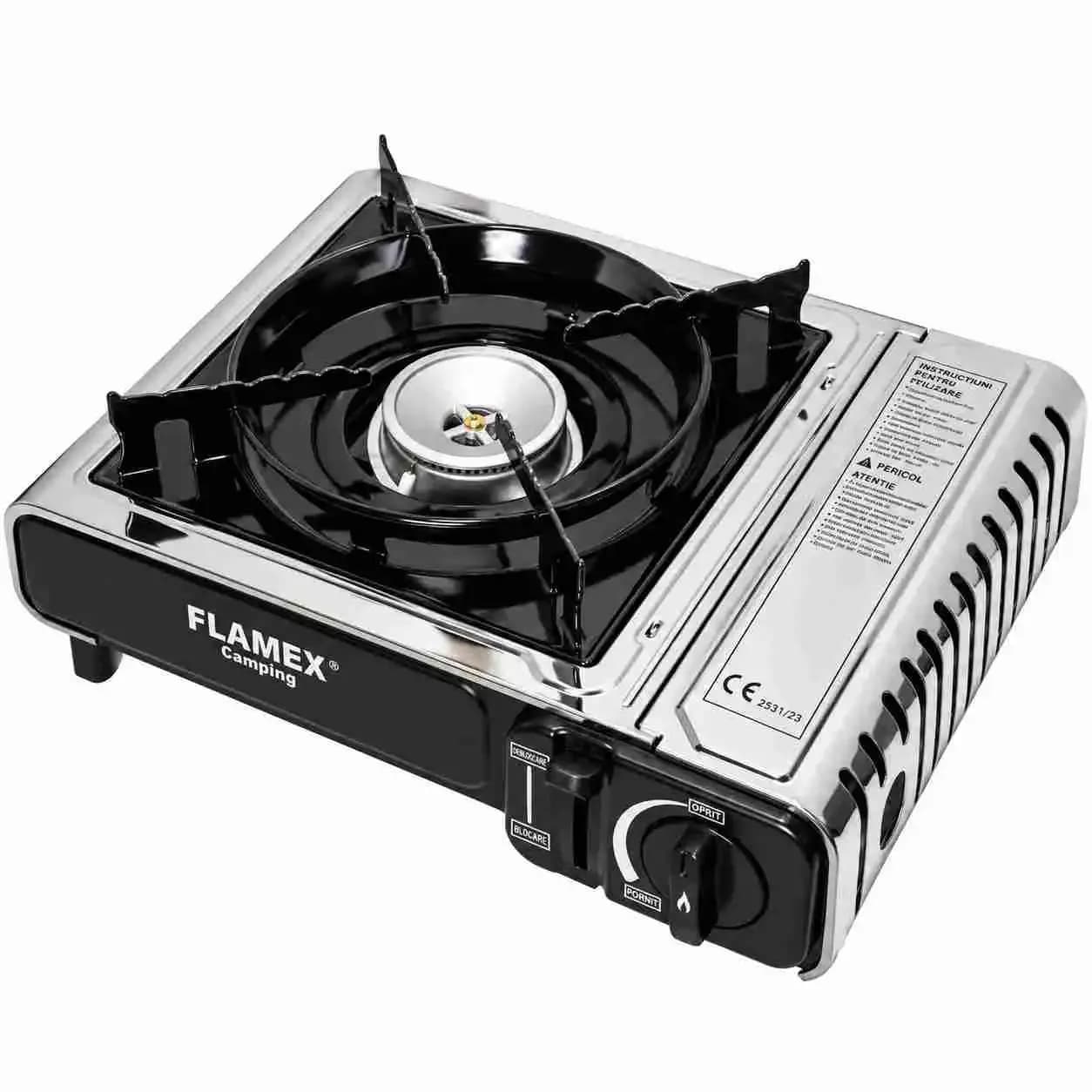 Aragaz portabil camping Flamex TS 265, aprindere piezoelectrică, cartuș gaz 227 g 1