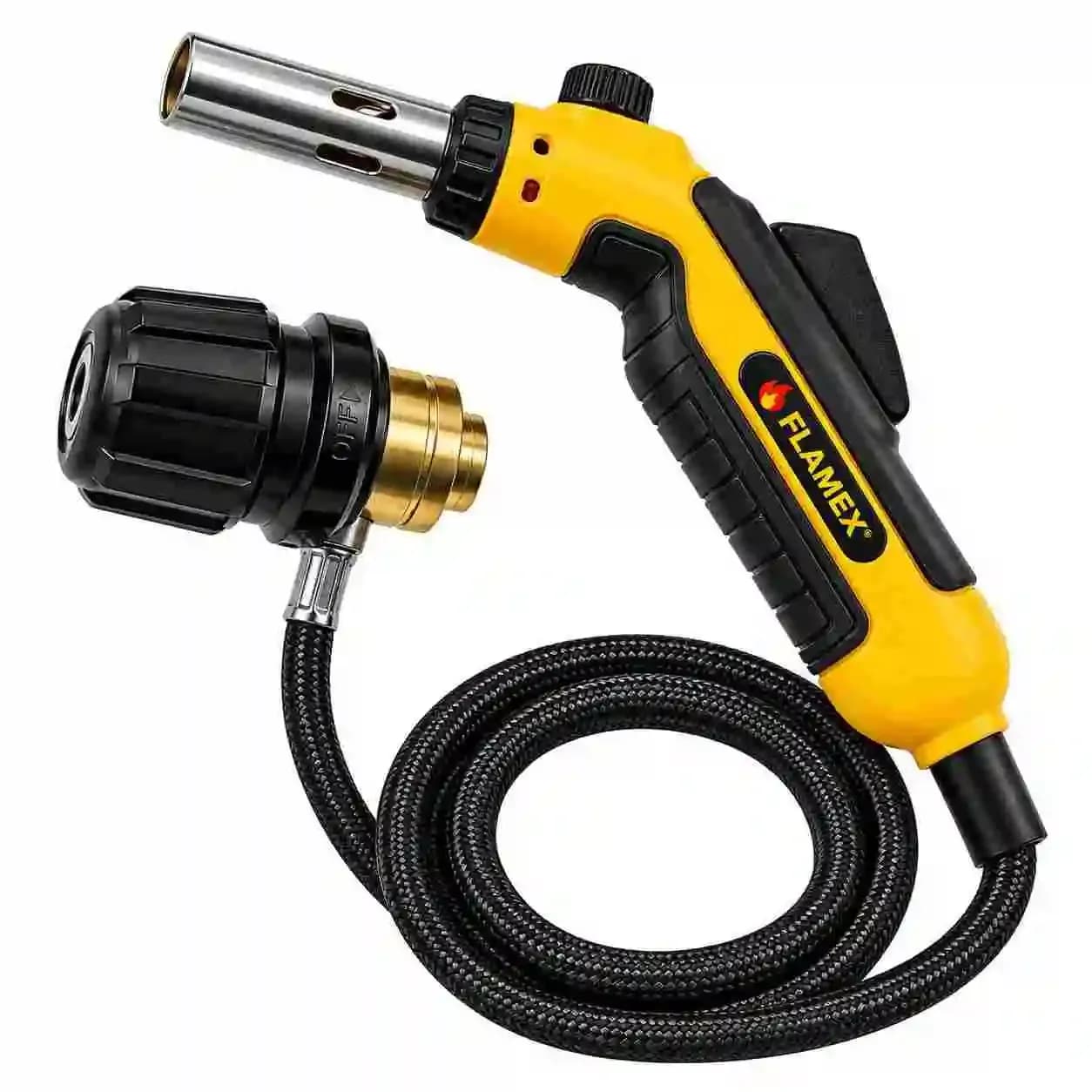 Cap arzător cu gaz, racord flexibil și aprindere piezoelectrică – filet 7/16″, pentru butelie 330 g 1