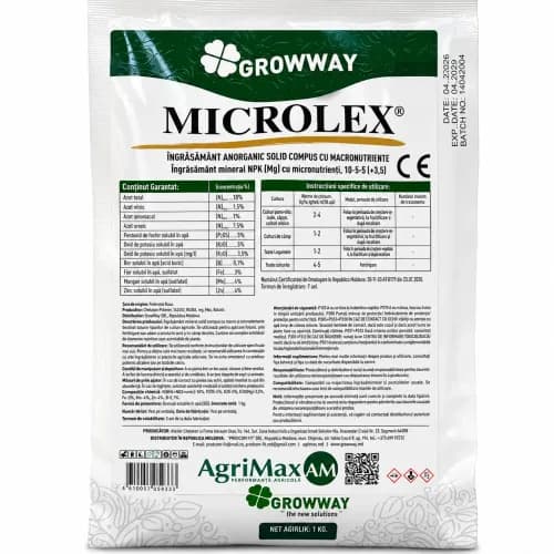GROWWAY MICROLEX NPK (Mg) cu micronutrienți, 10-5-5 (+3,5) 1 kg