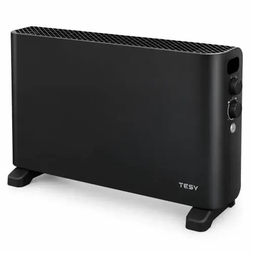 Convector electric TESY CN 207 ZF B – 2000 W, negru, cu ventilator Turbo și termostat reglabil