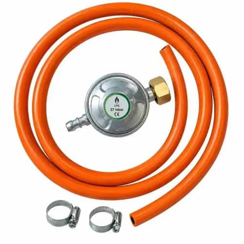 Set racordare butelie gaz GPL – furtun 4 m, reductor de presiune și coliere de fixare